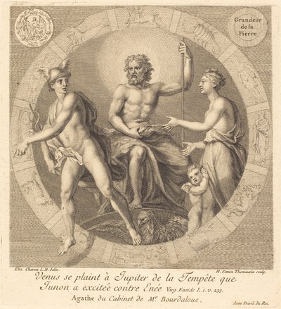 Venus Complains to Jupiter about the Storm Juno Raised against Aeneas by Henri Simon Thomassin after Elisabeth Sophie Cheron