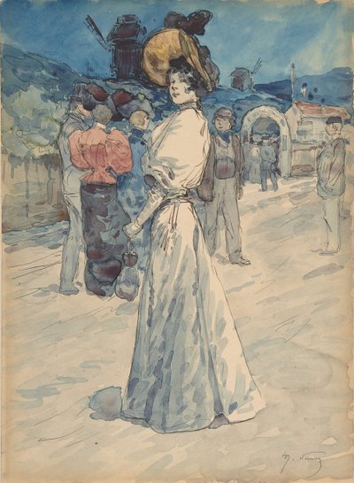 A Parisienne Outside the Moulin de la Galette by Henri Somm