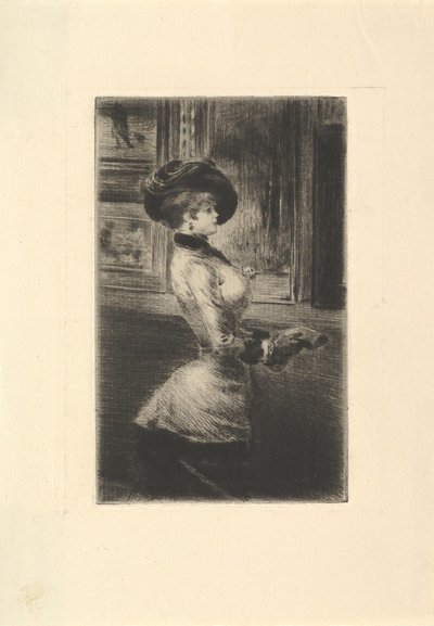 Three-quarter Length Woman in Profile at a Picture Gallery by Henri Somm