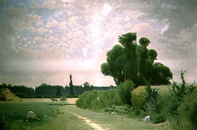 Landscape with a man resting by a path by Henri Tavel