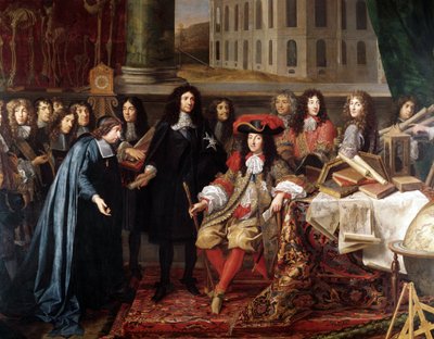 Jean-Baptiste Colbert Presenting the Members of the Royal Academy of Science to Louis XIV (detail) by Henri Testelin