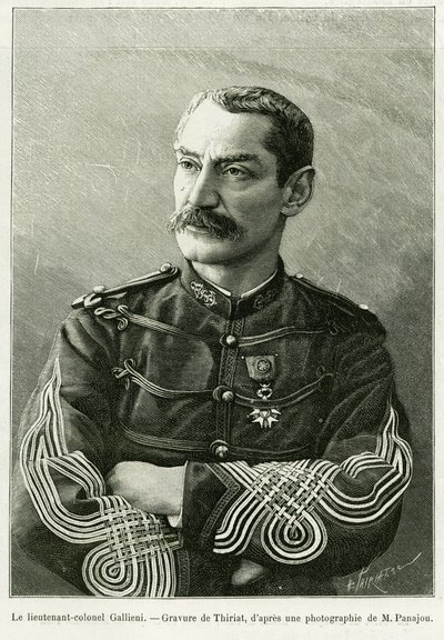 Lieutenant-Colonel Joseph Gallieni (engraving by Thiriat, to illustrate the story 