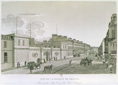 The Bank of France from Rue Croix-Petits-Champs, engraved by Eugene Dubois, 1800 by Henri after Courvoisier Voisin