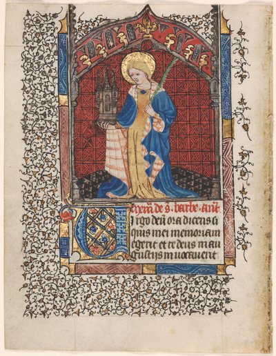 Leaf from a Book of Hours: St. Barbara (6 of 6 Excised Leaves) by Henri d