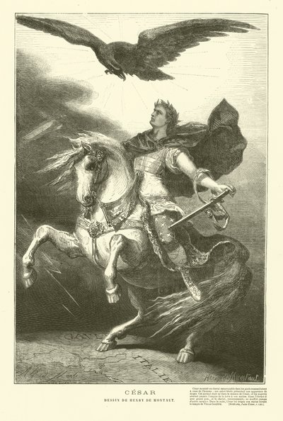 Julius Caesar on horseback with an imperial eagle above him by Henri de (after) Montaut