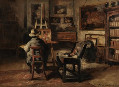 The Studio of Ferdinand De Braekeleer I, Father of the Painter by Henri de Braekeleer
