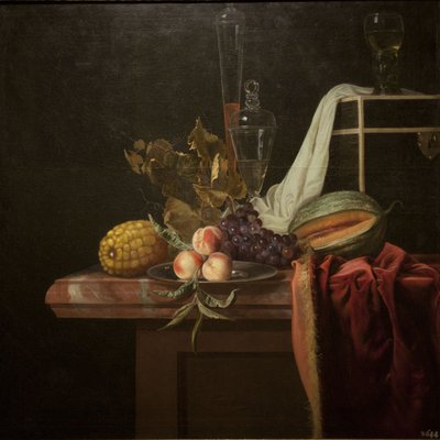 Still Life with Glass and Fruits by Henri de Fromantiou