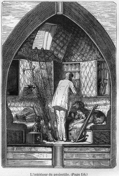 Illustration of the book “From the Earth to the Moon” by Jules Verne, Hetzel edition - Les voyages extraordinaire by Henri de Montaut