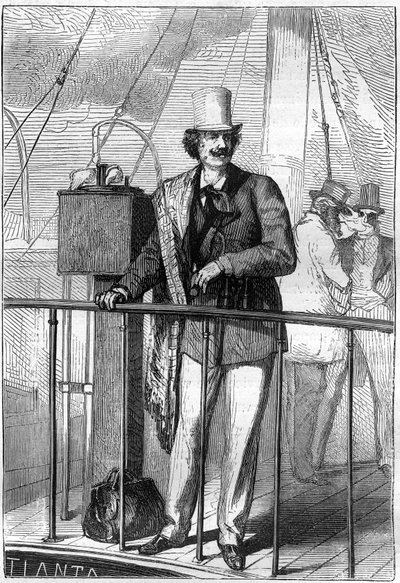 Illustration of the book "From the Earth to the Moon" by Jules Verne, edition Hetzel by Henri de Montaut