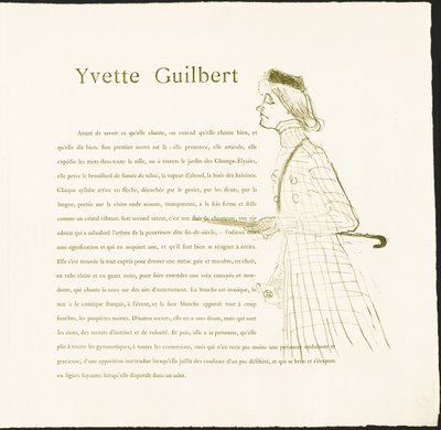 Yvette Guilbert by Henri de Toulouse-Lautrec