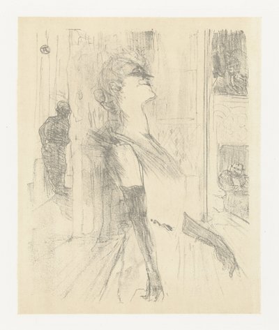 Portrait of Actress Yvette Guilbert During Performance by Henri de Toulouse Lautrec (signed by artist)