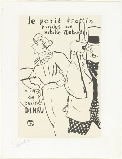 Woman as Errand Girl and Man with Hat by Henri de Toulouse Lautrec (signed by artist)