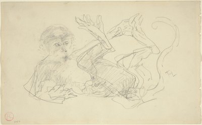 A Monkey Playing on His Back by Henri de Toulouse Lautrec