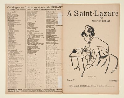 At Saint-Lazare, words and music by Aristide Bruant, cover for sheet music by Henri de Toulouse Lautrec