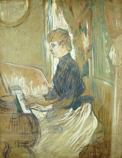 At the Piano, Madame Juliette Pascal in the Salon of the Chateau de Malrome by Henri de Toulouse Lautrec