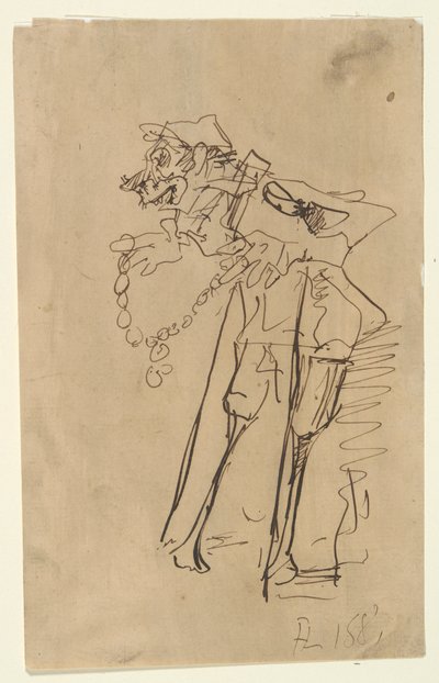 Caricature of a Soldier Holding a Decoration by Henri de Toulouse Lautrec