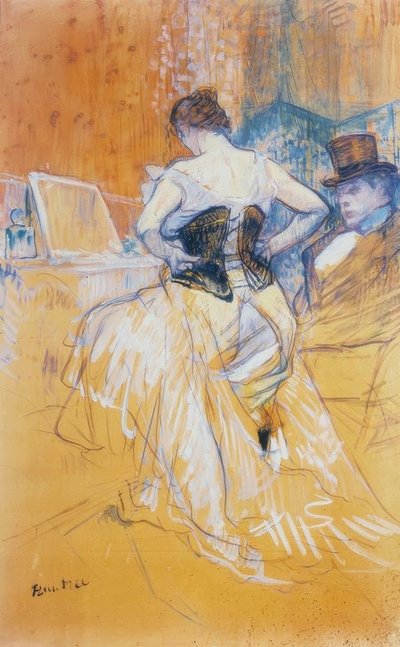 Woman Putting on Her Corset, Passing Conquest by Henri de Toulouse Lautrec