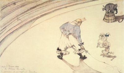 At the Circus: The Clown Footit with Poodle and Elephant by Henri de Toulouse Lautrec
