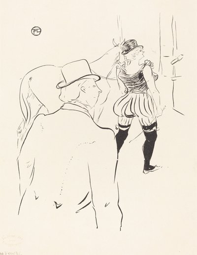 In the Wings of the Folies-Bergere: Mrs. Lona Barrison with Her Manager and Husband by Henri de Toulouse Lautrec