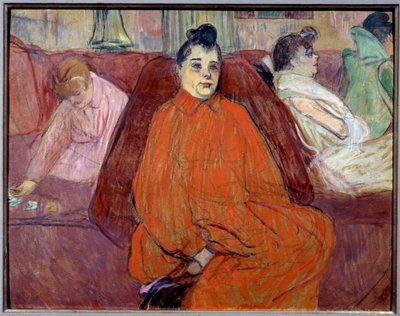 In the living room, the couch. Prostitutes in a brothel waiting for guests, Painting by Henri de Toulouse Lautrec by Henri de Toulouse Lautrec