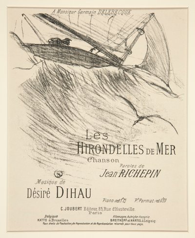 The Sea Swallows - Cover sheet for printed musical composition (poem by Richepin set to music by Dihau) by Henri de Toulouse Lautrec