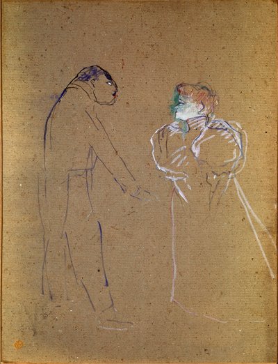 Lucien Germain Guitry and Jeanne Granier. Drawing by Henri de Toulouse-Lautrec by Henri de Toulouse Lautrec
