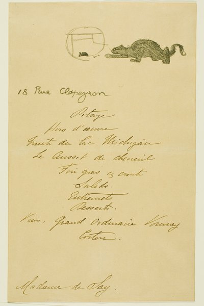Menu for a Dinner given by May Belfort by Henri de Toulouse Lautrec