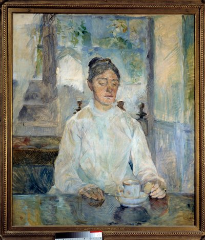 Portrait of the Countess of Toulouse Lautrec taking breakfast by Henri de Toulouse Lautrec