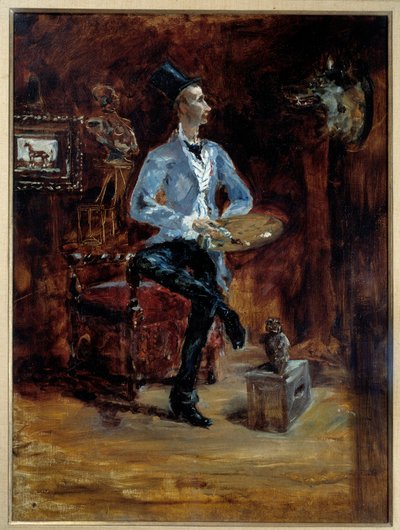 Portrait of the painter Rene Princeteau (1849-1914) in his workshop by Henri de Toulouse Lautrec