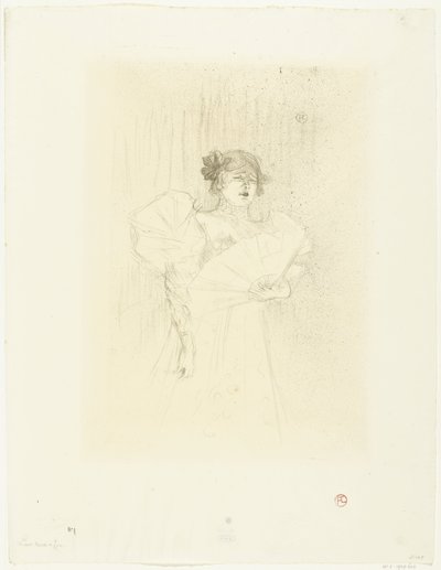 Portrait of actress Luce Myrès with fan by Henri de Toulouse Lautrec