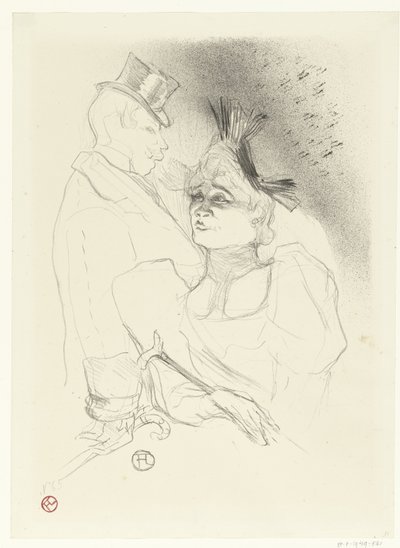 Portrait of Singer Marcelle Lender and Comedian Louis Bouchenez or the Baron During Performance by Henri de Toulouse Lautrec