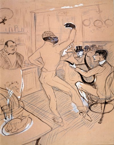 Rafael Padilla called Chocolate, dancing in a bar by Henri de Toulouse Lautrec