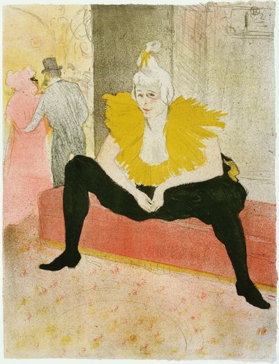 Seated Clowness (Mademoiselle Cha-u-ka-o). Colour lithograph by Henri de Toulouse-Lautrec, 1896 by Henri de Toulouse Lautrec