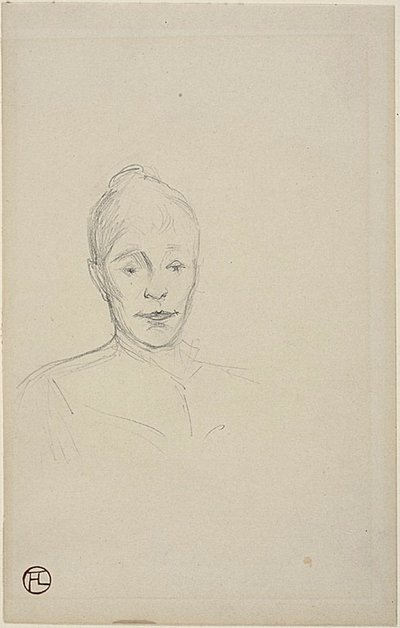 Study: Face of Woman with High Collar by Henri de Toulouse Lautrec