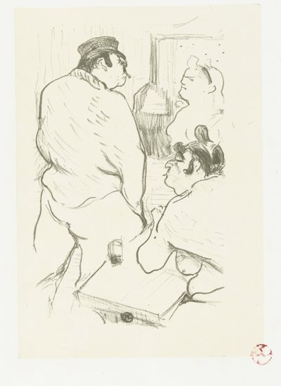 Two Women and Man in Brothel by Henri de Toulouse Lautrec