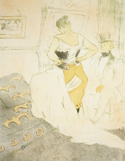 Woman Fastening a Corset, Passing Conquest, plate nine from Elles by Henri de Toulouse Lautrec