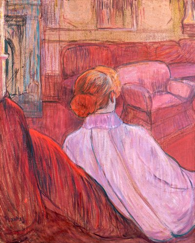 Woman Seated on a Red Settee by Henri de Toulouse Lautrec