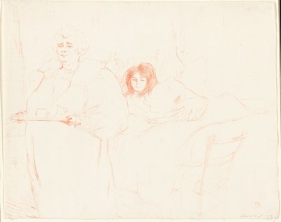Woman with a Tray—Breakfast (Madame Baron and Mademoiselle Popo), plate two from Elles by Henri de Toulouse Lautrec