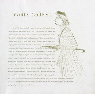 Yvette Guilbert - French Series: No. 1 by Henri de Toulouse Lautrec