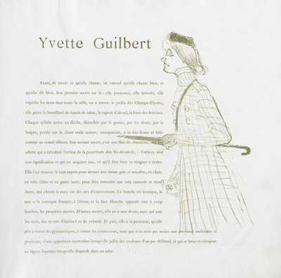 Yvette Guilbert-French Series: No. 1 by Henri de Toulouse Lautrec