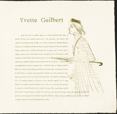 Yvette Guilbert by Henri de Toulouse Lautrec
