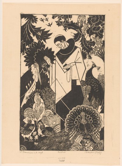 St. Francis and the Birds by Henri van der Stok (signed by artist)