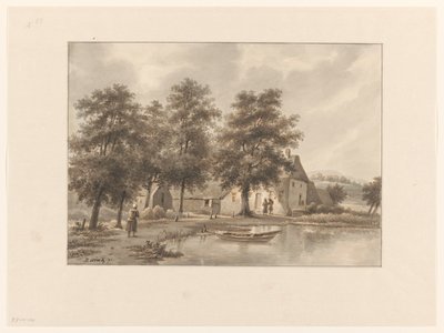 View of a Farm by the Water by Henricus Franciscus Wiertz (signed by artist)