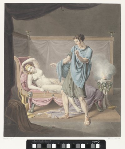 Classical Scene with Standing Man by Woman on Couch by Henricus Franciscus Wiertz