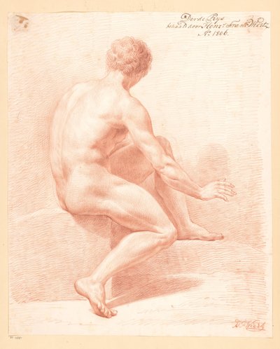 Seated Male Nude, Seen from the Back (3rd prize 1806) by Henricus Franciscus Wiertz
