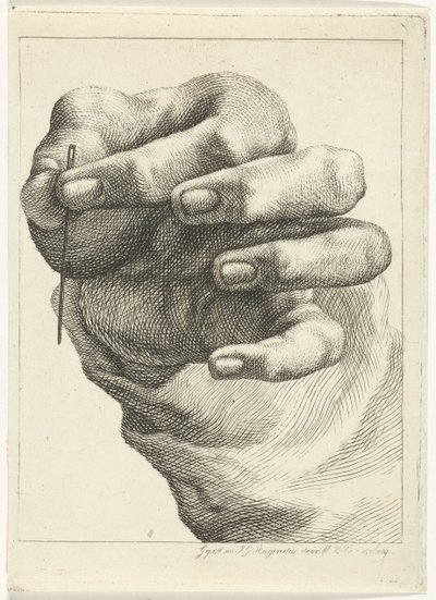 Study of a Hand with a Needle Between Thumb and Forefinger by Henricus Wilhelmus Couwenberg