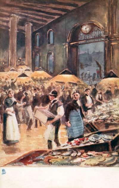 Old London: Billingsgate Market, Early Morning by Henrie Pitcher