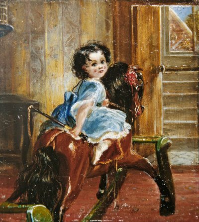 Flora Emma Sarah Ward on a rocking horse by Henrietta Mary Ward