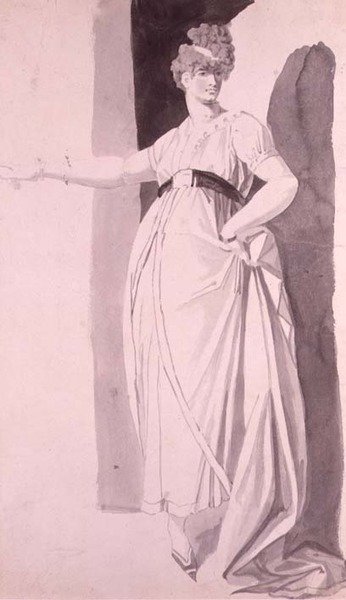 Young Woman with Elaborate Coiffure Standing with Outstretched Right Arm by Johann Heinrich Füssli