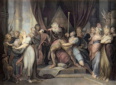 Shakespeare - King Lear - Act I Scene I. - King Lear Casting Out His Daughter Cordelia - engraving after Henry Fuseli by Henry  Fuseli